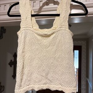 Free People Cream Textured Tank Top